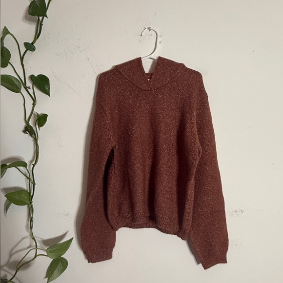 Rilee + Cru  Cash Sweater Heathered Brick Pullover Collared Sweater. - Picture 3 of 6